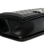 Calfskin Quilted Medium Boy Flap Black