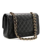 Caviar Quilted Medium Double Flap Black