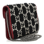 Tweed GG Monogram Mini Dionysus Chain Wallet Black White Romantic Cherry
