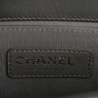 Metallic Calfskin Quilted Small Boy Flap Dark Silver