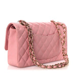 Caviar Quilted Medium Double Flap Pink