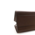 Polished Saddle Calfskin Peggy Clutch Deep Brown