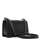 Lambskin Quilted Medium Boy Flap Black