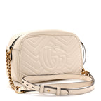 Calfskin Matelasse Small GG Marmont Chain Shoulder Bag White