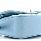 Caviar Quilted Small Double Flap Light Blue