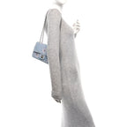 Denim Strass Evening Flap Bag Blue