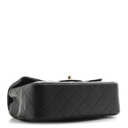 Lambskin Quilted Mini Rectangular Flap Black