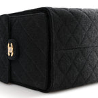 Washed Denim Quilted Medium Chanel 25 Handbag Black