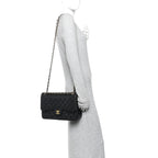 Caviar Quilted Jumbo Double Flap Black