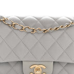 Caviar Quilted Small Double Flap Grey