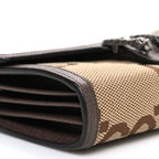 Monogram Jumbo GG Textured Dollar Calfskin Mini Dionysus Chain Wallet Camel Ebony New Acero