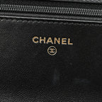 Lambskin Quilted Chanel 19 Wallet On Chain WOC Black
