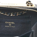 Lambskin Quilted Small Trendy CC Camera Case With Chain Navy