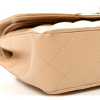 Caviar Quilted Small Double Flap Beige