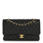 Caviar Quilted Medium Double Flap Black