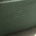 GG Supreme Monogram Textured Calfskin Emblem Wallet On Chain Sage Green