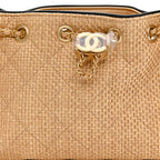 Braided Raffia Calfskin Quilted Mini Chanel 25 Handbag Beige Black