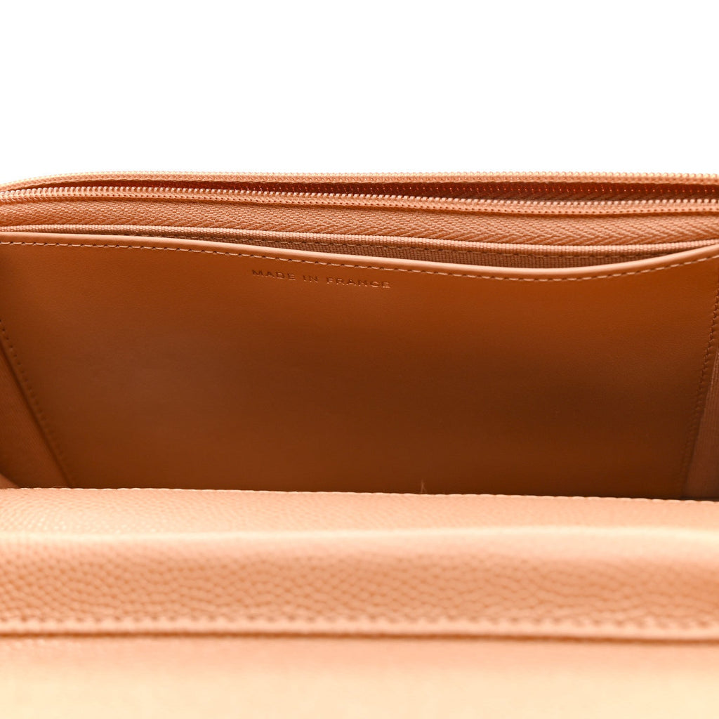 Caviar Quilted Wallet on Chain WOC Dark Beige