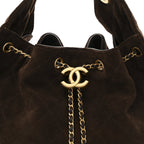Suede Quilted Medium Chanel 25 Handbag Dark Brown
