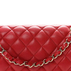 Caviar Quilted Medium Double Flap Red