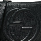 Pebbled Calfskin Small Soho Disco Bag Black