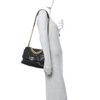 Goatskin Quilted Large Chanel 19 Flap Black