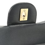 Caviar Quilted Jumbo Double Flap Dark Grey