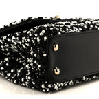 Lambskin Sequin Beaded Extra Mini Coco Handle Flap Black White