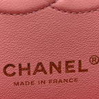 Caviar Flat Chevron Quilted Medium Double Flap Pink
