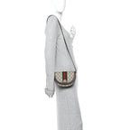 GG Supreme Monogram Textured Dollar Calfskin Web Mini Ophidia Flap Shoulder Bag Beige Ebony New Acero