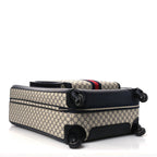 GG Supreme Monogram Textured Dollar Calfskin Web Large Savoy Trolley Suitcase Beige Blue