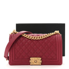 Caviar Quilted Medium Boy Flap Red