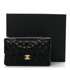 Lambskin Quilted Small Double Flap Black