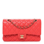 Caviar Quilted Medium Double Flap Red
