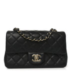 Lambskin Quilted Mini Rectangular Flap Black
