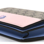 GG Supreme Monogram Textured Dollar Calfskin Mini GG Marmont Chain Wallet Light Pink Blue Beige