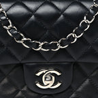 Lambskin Quilted Mini Rectangular Flap Black