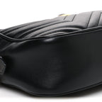 Calfskin Matelasse Small GG Marmont Chain Shoulder Bag Black