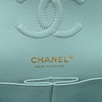 Caviar Quilted Small Double Flap Light Blue
