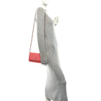 Lambskin Quilted Wallet On Chain WOC Pink
