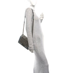 Metallic Lambskin Glass Pearl Embroidered Medium Boy Flap  Silver