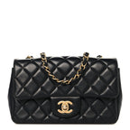 Lambskin Quilted Mini Rectangular Flap Black