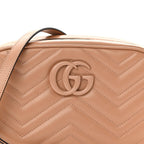 Calfskin Matelasse Monochrome Small GG Marmont Chain Shoulder Bag Camelia