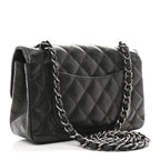 Metallic Caviar Quilted Mini Rectangular Flap Dark Grey