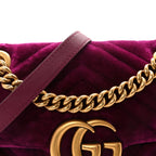 Velvet Matelasse Mini GG Marmont Shoulder Bag Fuchsia Violet Cyclamen