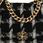 Tweed Quilted Maxi Chanel 19 Flap Black White