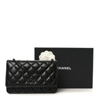 Lambskin Quilted Wallet On Chain WOC So Black