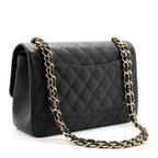Caviar Quilted Jumbo Double Flap Black