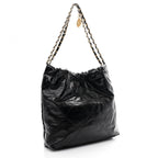 Glazed Calfskin  Quilted Small Chanel 22 Black