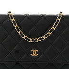 Caviar Quilted Wallet on Chain WOC Black